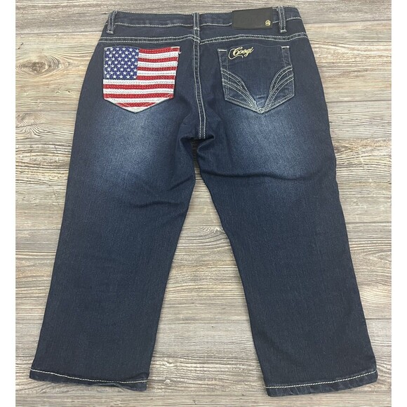 COOGI Women's 5/6 Capri Cropped Jeans Embroidered American Flag Vtg. Y2K - Picture 4 of 16